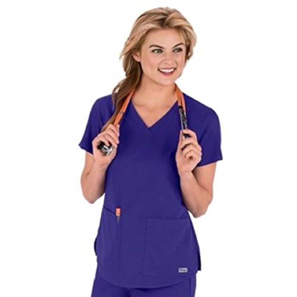 Purple grey’s anatomy scrub pants and top